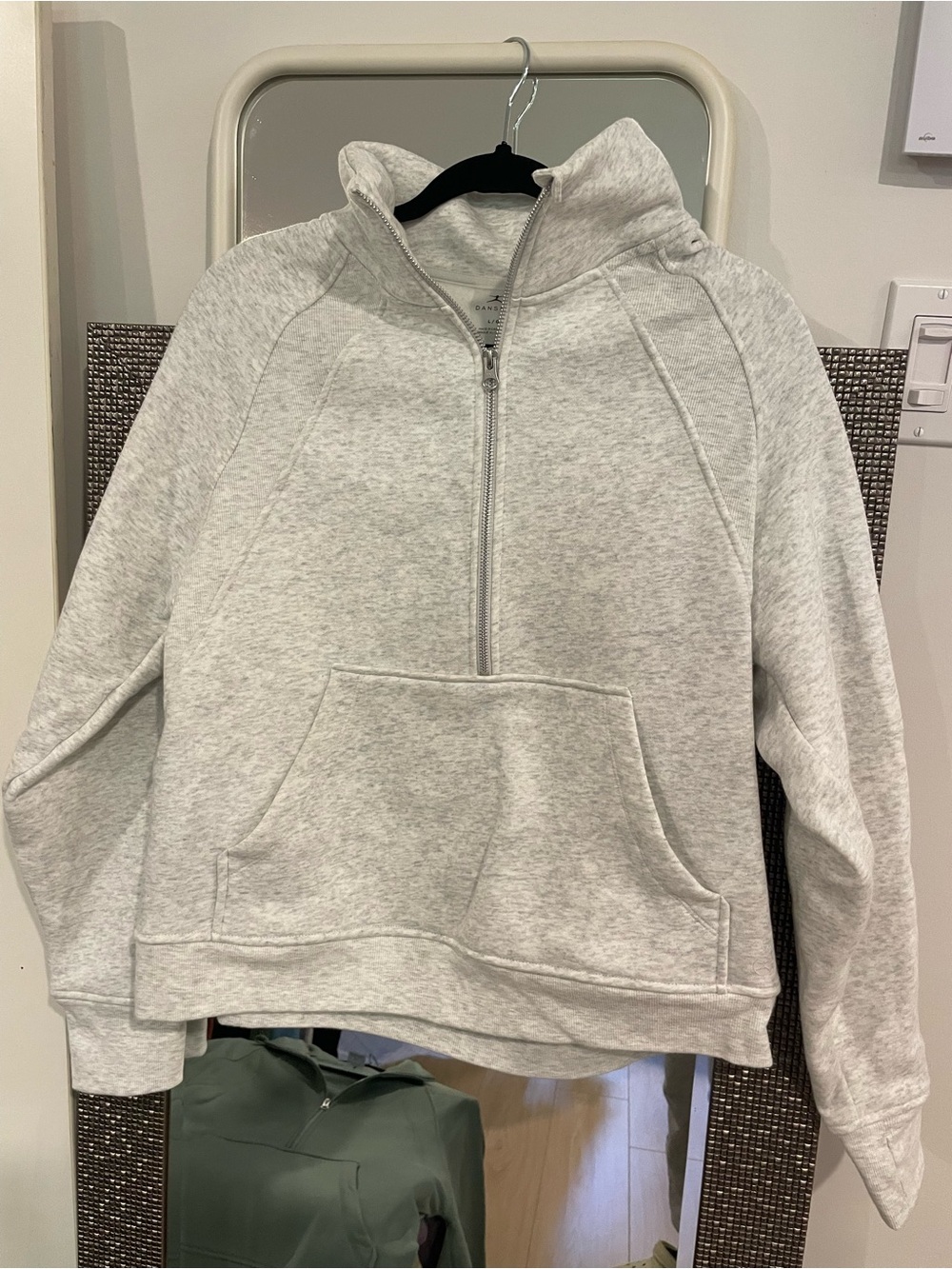 BRAND NEW Danskin Light Heather Gray Half-Zip Cowl Neck Sweatshirt